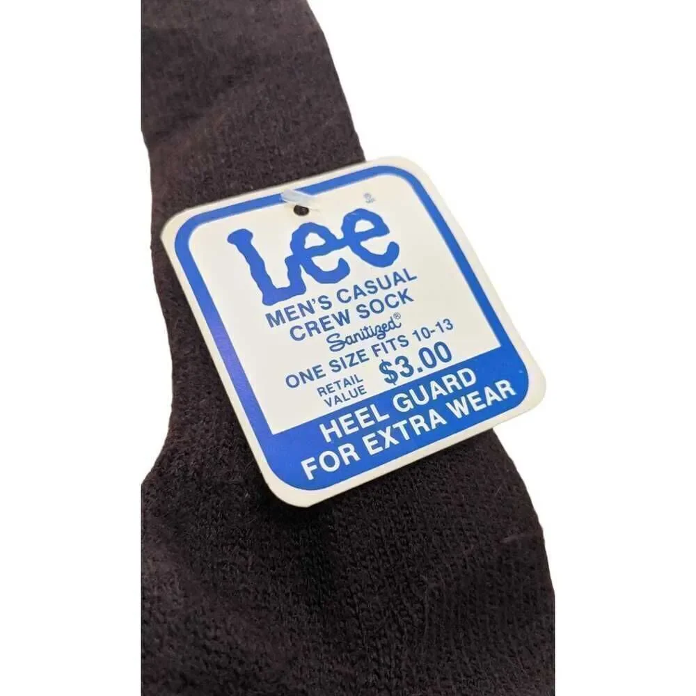 Vintage Mens‎ Lee Casual Crew Socks Brown 10-13 Orlon Acrylic Nylon Sanitized